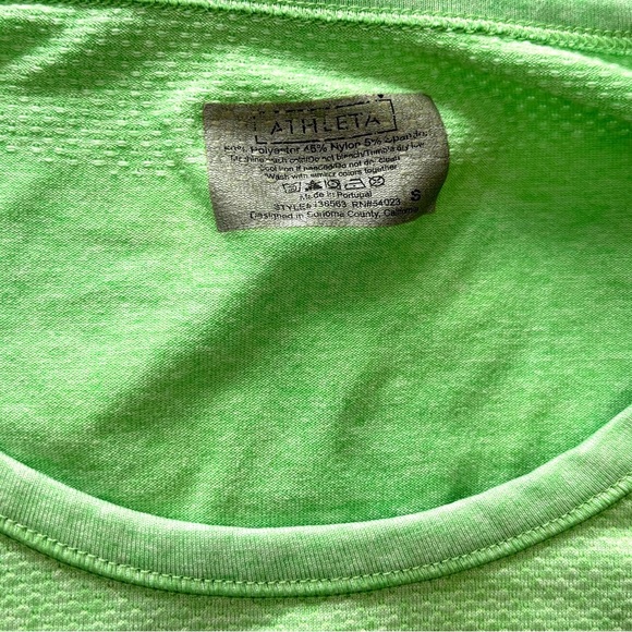 Athleta Fastest Track Lime Green Short Sleeve Athletic Yoga Support Top Size S - Picture 10 of 13
